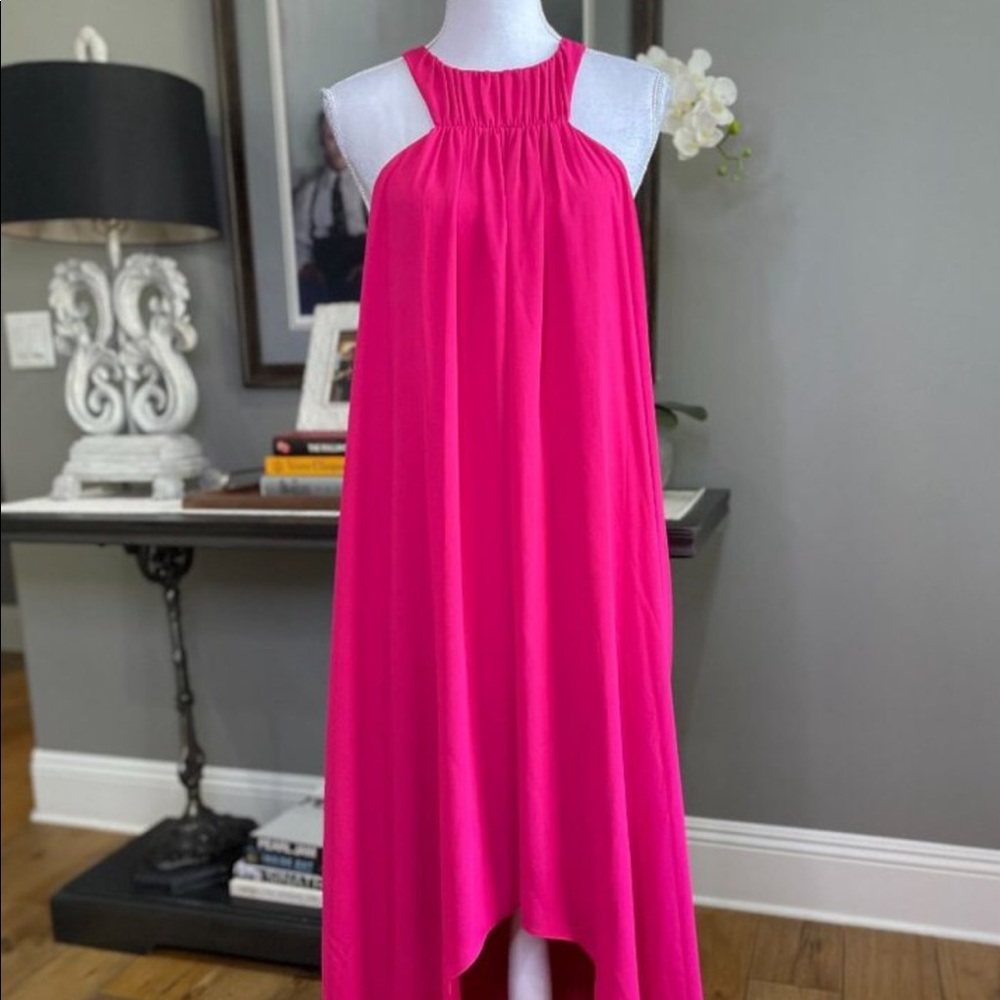 Halston Heritage High/low Crepe Trapeze Gown Pink Women's Size Large